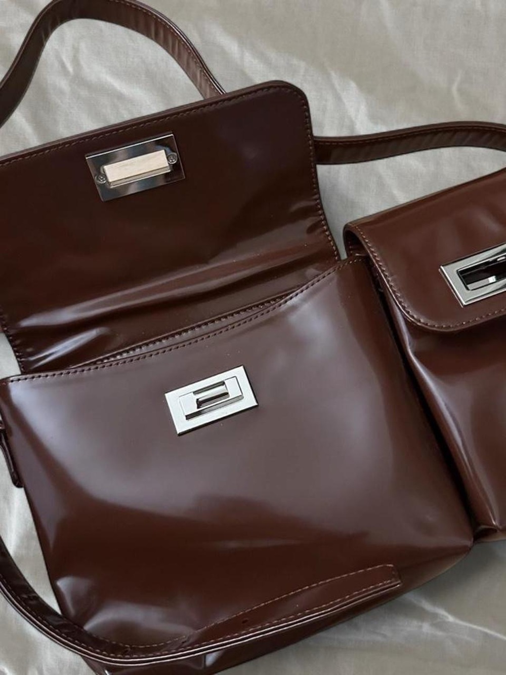 BY FAR Billy Brown Leather Shoulder Bag with Adjustable Strap - Picture 6 of 8